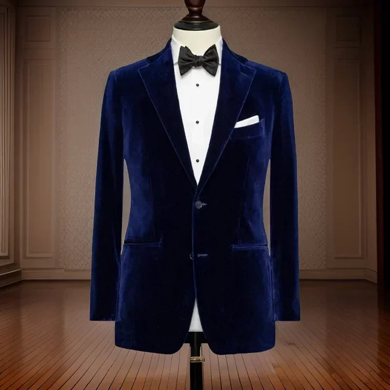 American Style Suit Jacket For Men Notched Lapel Slim Fit Male Blazer 1 Piece Velvet Smoking Jacket Ready To Ship 2025