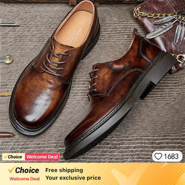 Soft Leather Mens Formal Shoes Luxury Quality Comfortable Brand Handmade Retro Genuine Leather Daily Wedding Social Shoes Male