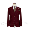 Solid Color Men's Suits 3 Piece (Blazer+Pants+Vest) Fashion Peak Lapel Single Breasted Prom Male  Business Casual Clothing