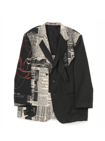 MAMELICCE Linen Newspaper printing casual blazers homme mens blazer man's suit Owens luxury designer  men suit and pants