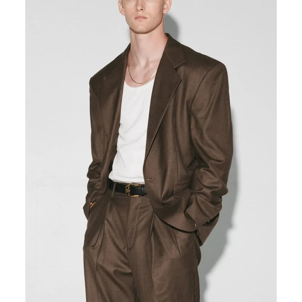 2 Pieces Men's Suits Peak Lapel Jacket Pants Casual Work Commute Office Male Outfits 2025 Customized