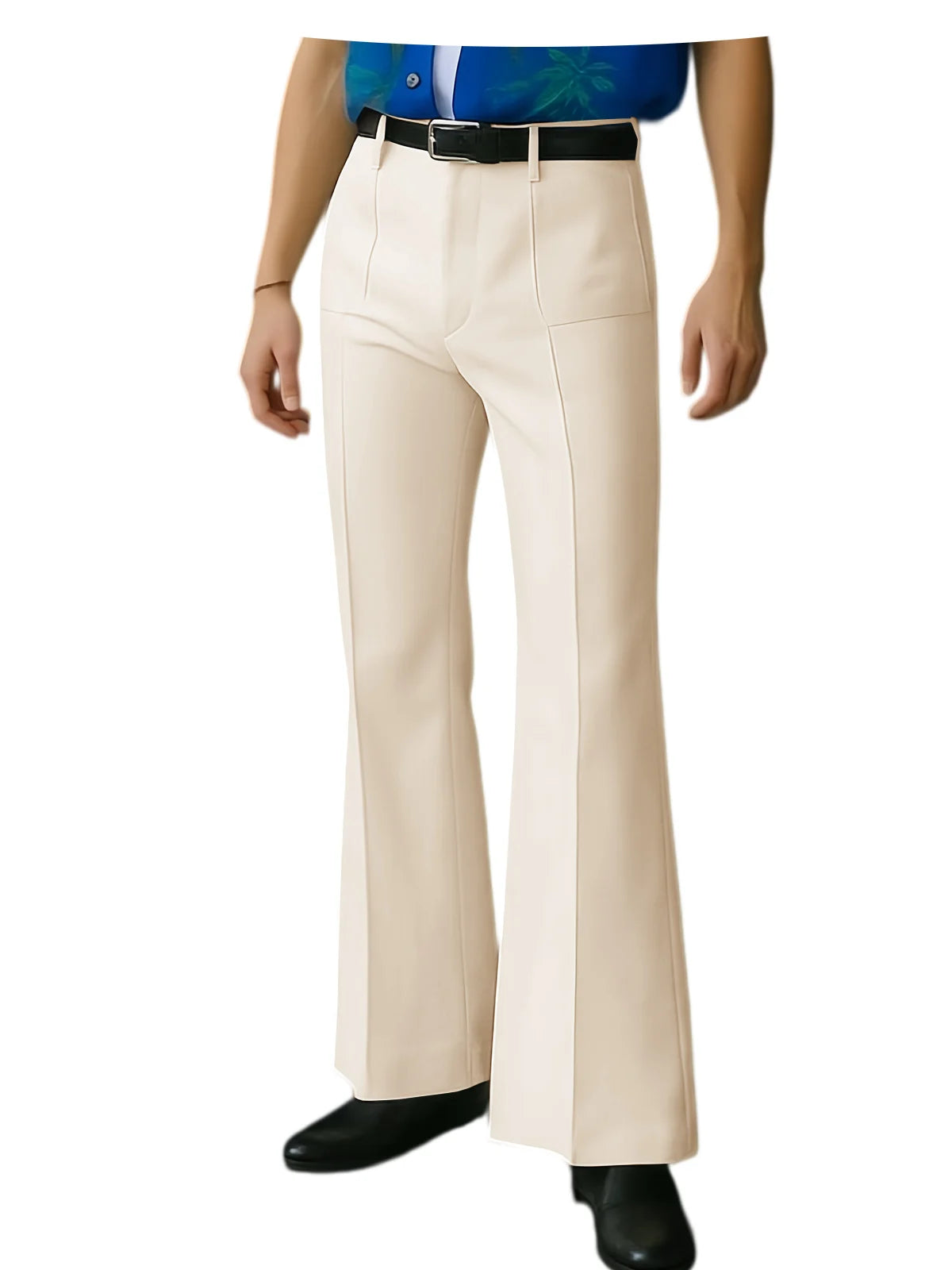 Vintage Men's Flare Pants High Waist Pleated Suit Trousers Formal Business Bell Bottom Pants For Casual Party Wedding Streetwear