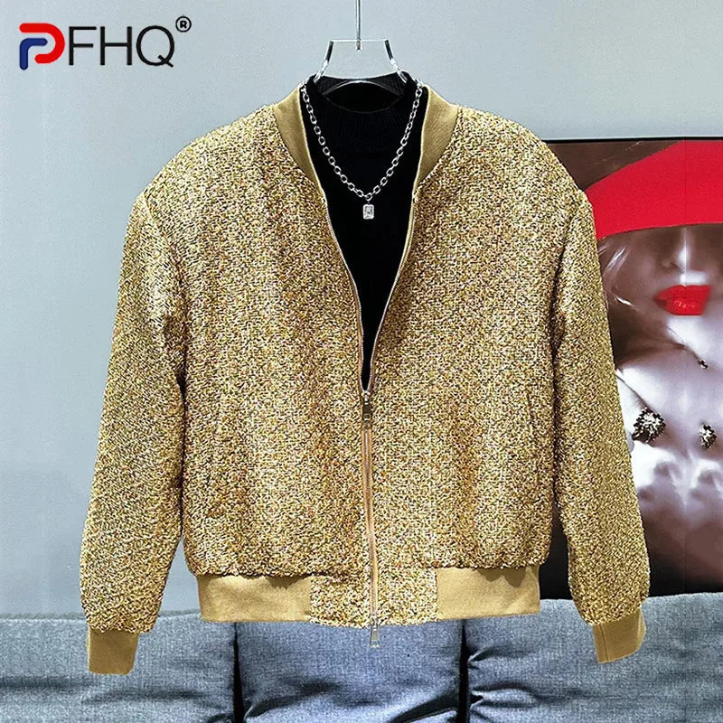 PFHQ New Fashionable Trendy Design Short Jacket Autumn Winter American Loose 2024 Solid Color Long Sleeve Male Tops 21Z6070