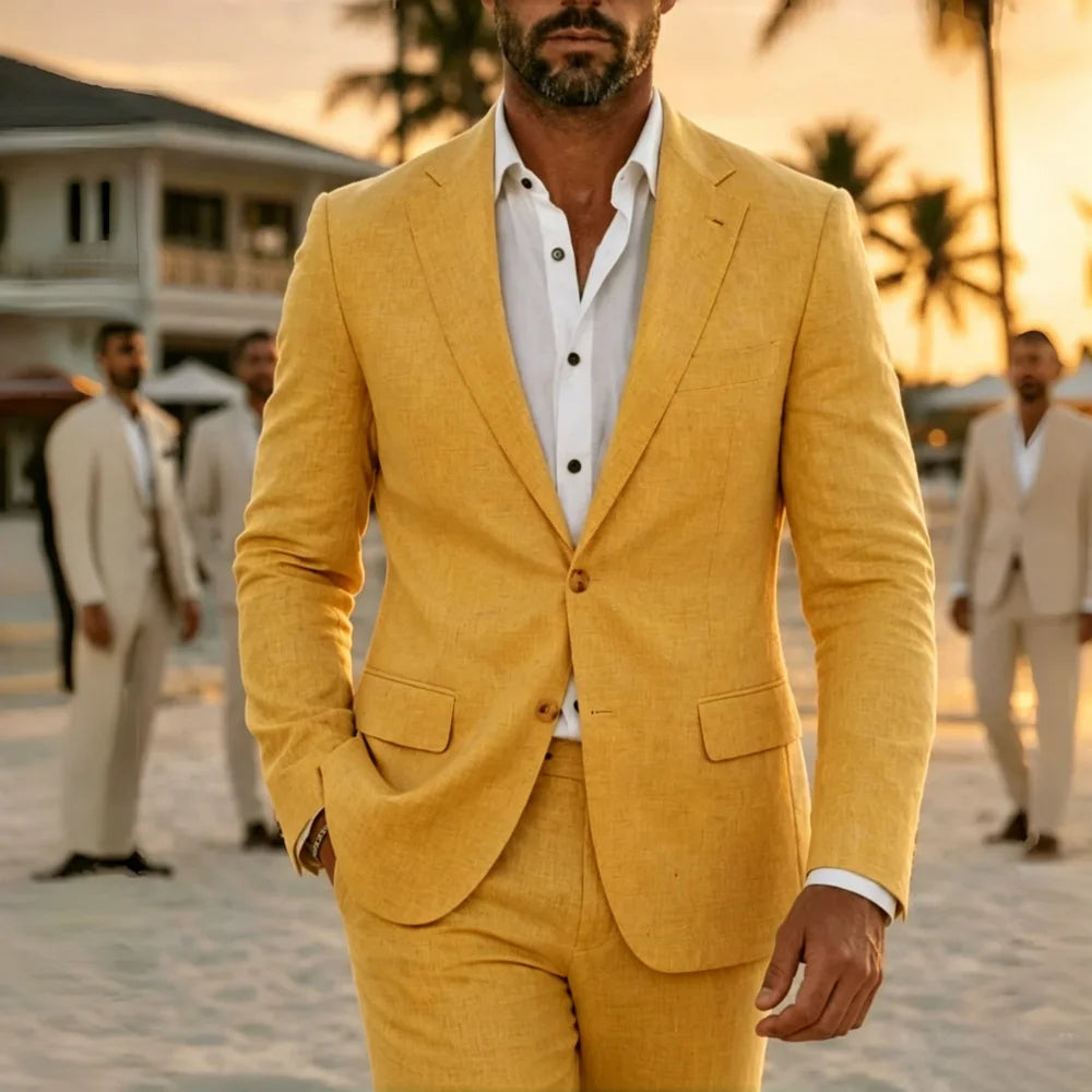 2 Pieces Lightweight Linen Suit Separates Jacket with Pants for Men Summer Wedding Groom Tuxedo Vestidos Madre Del Novio 2026