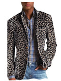 High-Quality Men's Suit Jacket New Leopard Print Velvet Single Breasted Men's Suit Coat Wild And Trendy Handsome Men's Blazer
