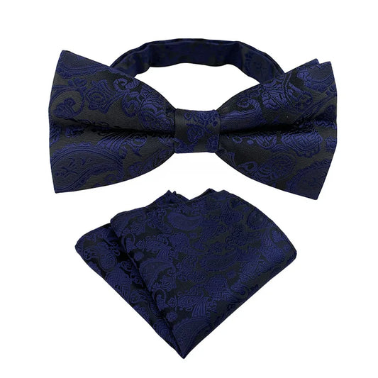 Cashew Blossom Solid Bow Tie Red Black Blue Pink Yellow Bow Ties For Men Pocket Square Costume Homme De Luxe Pour Le Mariage