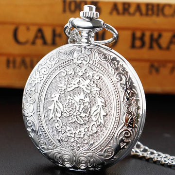 Luxury Silver Quartz Pocket Watch Fashion Necklace Pendant Chain Jewelry Gift Steampunk Clock for Men Women