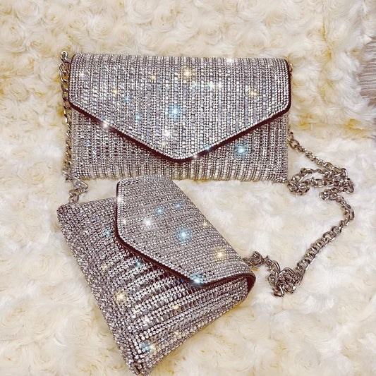 Rhinestone Evening Bag Luxury Designer Handbags for Women 2023 PU Leather Purses Summer Girls Chain Clutch Shoulder Bags