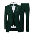 Green Single Breasted Men's Suit Dinner Party Tuxedo 3 Pieces Jacket Pants Vest Formal Occasion Male Clothing