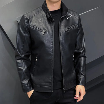 2024 High-quality Leather Men Autumn New Fashion Handsome Young Motorcycle Jacket PU Leather Men Trend   Men Jacket