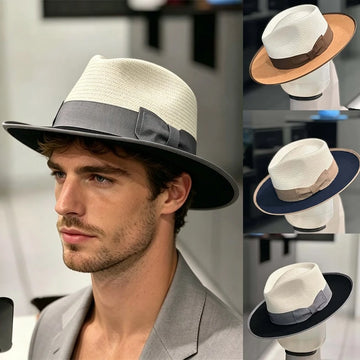 Summer Big Size Pure Wool Felt Splice Papyrus Sun Hat Unisex Outdoors Beach Sunscreen Jazz Straw Hat Fashion New Fedoras