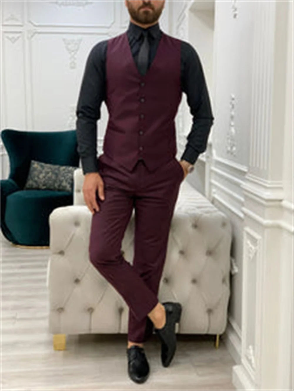 Formal Men's 3PCS Suit Set For Wedding Party Popular Solid Suit For Party Formal Occasion Clothing Elegant Groom Suit Set