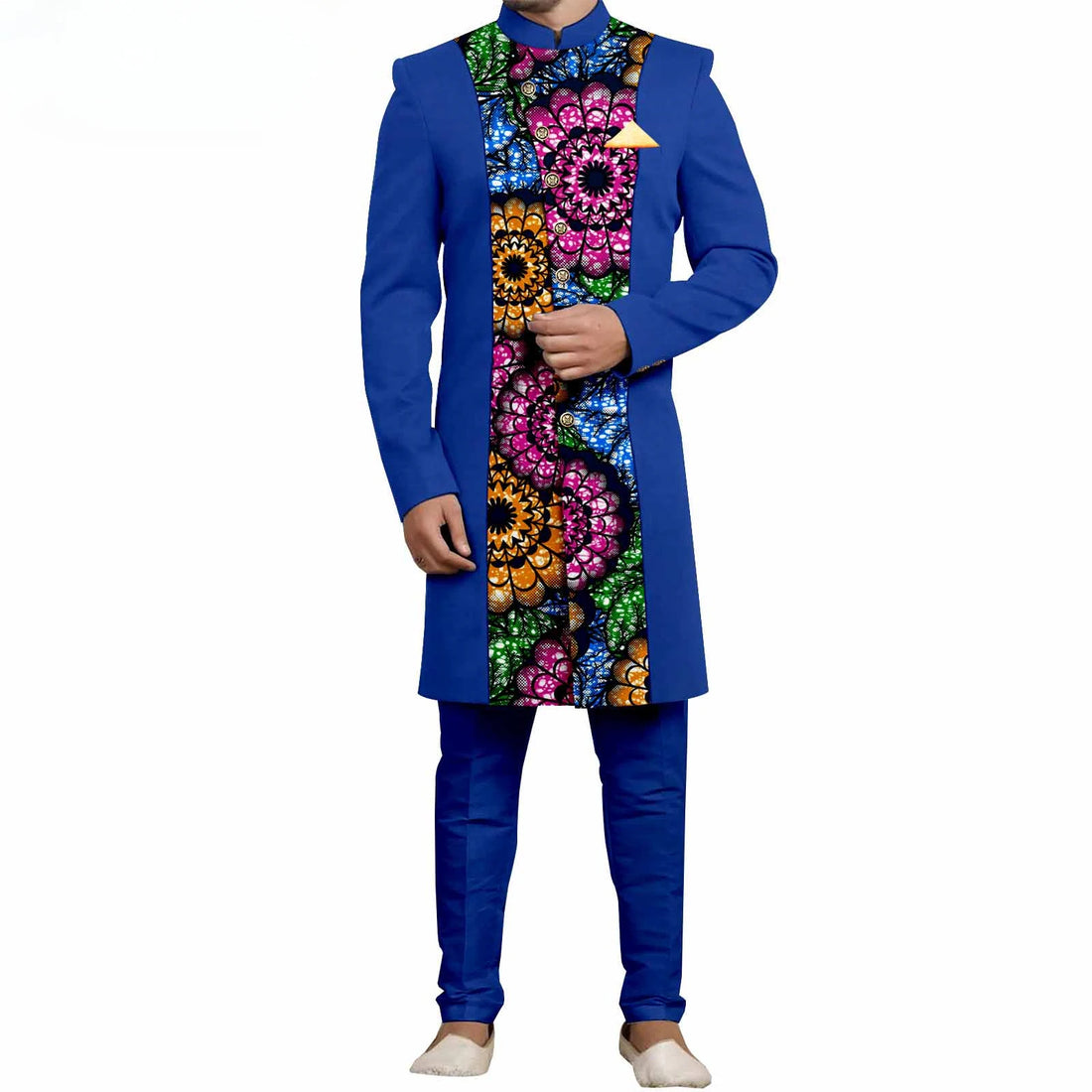 Men`s Suit Slim Fit Embroidery Single Breated Blazer and Pants Set African Clothes with Kerchief  Formal Outfits A2416098