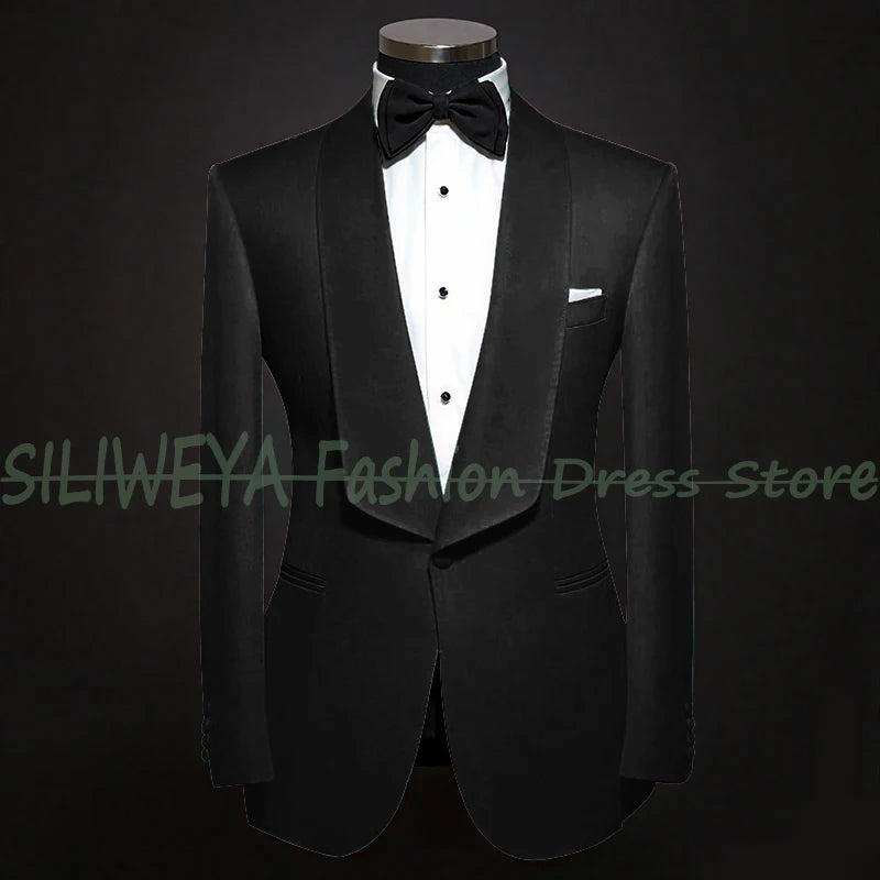 Single Breasted Men's Suit 2 Pieces Jacket Pants High Quality Male Clothing Dinner Party Tuxedo Customized