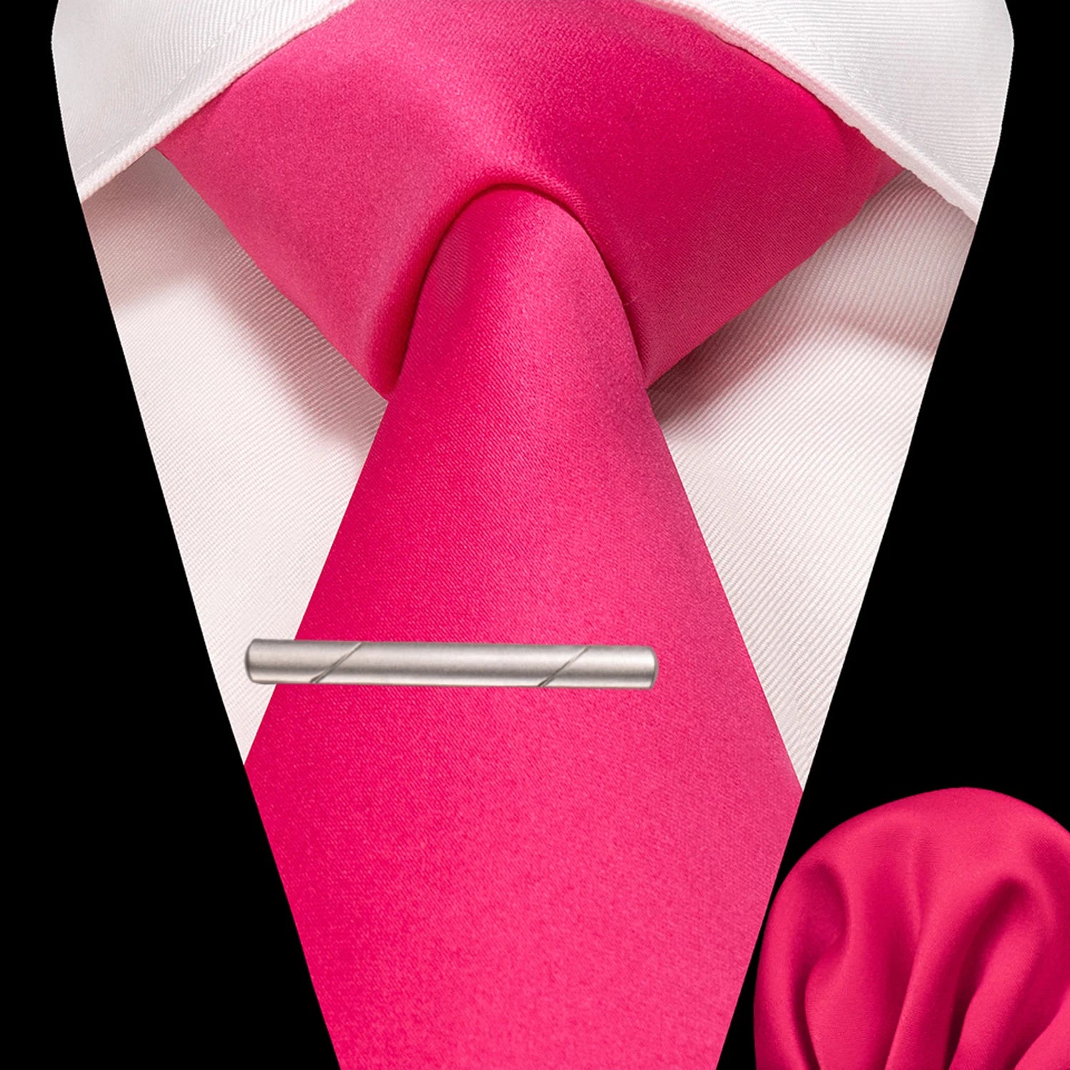 JEMYGINS Solid polyester Men Tie Handkerchief tie clip Set Blue Pink Mint Green Necktie for Wedding Party Business Accessories