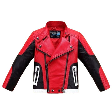 Children's PU Leather Lapel Jacket, Outerwear Coat, Windbreaker, Teen Boy Clothes, Kids Outfits, Spring, Autumn, Clothing, 3-14