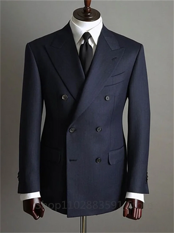 2 Pieces Tuxedo Fashion Blazer Pants Men Suits Double Breasted Buttons Peaked Lapel Formal Party Wedding Groom Tuxedo