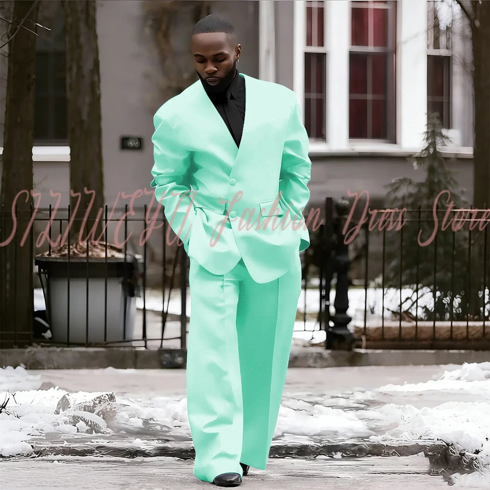 Single Breasted Red Men's Suit 2 Pieces Jacket Pants Loose Style Business Casual Work Commute Daily Social Blazer Set