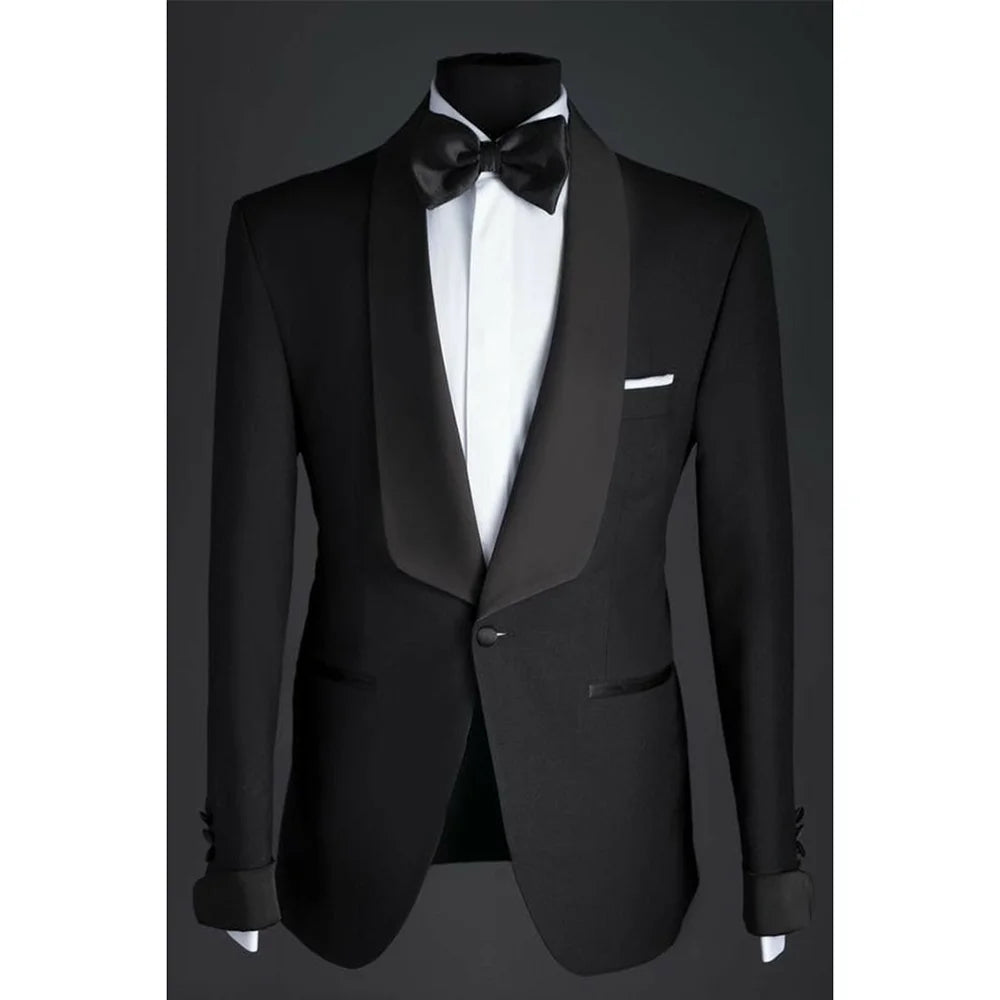 Single Breasted Men's Suit 2 Pieces Jacket Pants High Quality Male Clothing Dinner Party Tuxedo Customized
