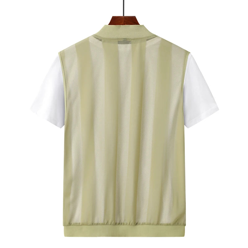 Summer Ultra-Thin Men's Vest Sleeveless Shoulders Quick Drying Breathable Jacket Outdoor Climbing Fishing Leisure Undershirt