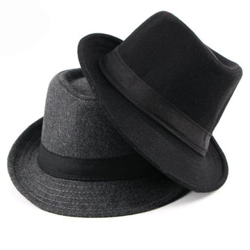 HT1519 Spring Autumn Men Women Fedoras Solid Wool Felt Derby Cappello con band Black British Style Jazz Cappello Trilby Hat Fedora Hat